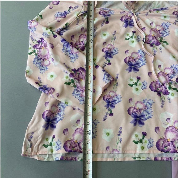 Lavender Pantsuit with Floral Print Shirt with Drawstring- Size 4X - Picture 8 of 9